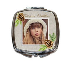 Specchietto quadrato da borsetta Pine cone