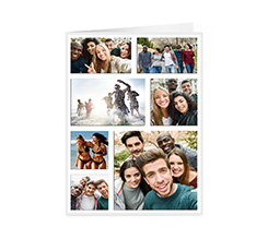 Biglietto apribile d'auguri con grafica collage 7 riquadri