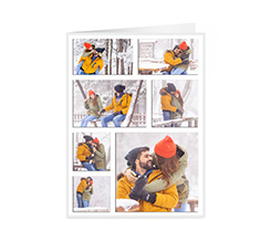 Bigliettino auguri pieghevole a 2 ante personalizzato con collage 7 riquadri