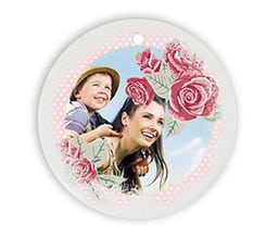 Decorazioni Natalizie ceramica tonda Rose con pois