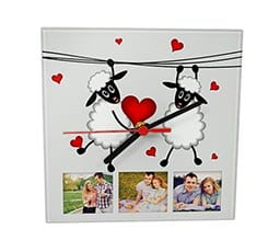 Orologio Quadrato in Vetro Sweet sheeps