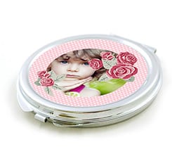 Specchietto tondo da borsetta Rose con pois