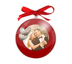 Palla di Natale tonda Cuori vintage