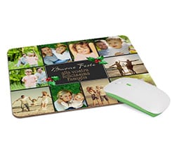 Tappetino Mouse in Legno Rettangolare Collage natalizio