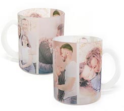 Tazza vetro effetto ghiaccio collage 3 riquadri