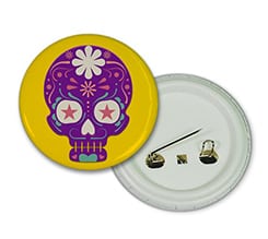 Crea spilla rotonda Teschio viola