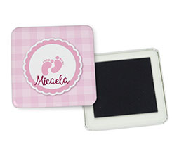 Magnete quadrato frigo Impronte rosa