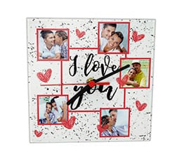 Orologio Quadrato in Vetro I love you collage