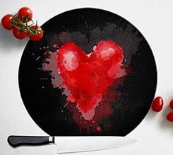 Tagliere rotondo in vetro Red Heart