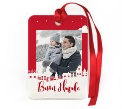 Targhetta Rettangolare in Feltro Paesaggio Natalizio