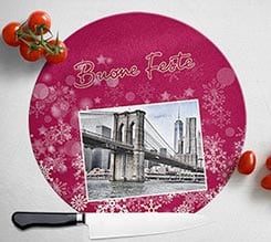 Tagliere rotondo in vetro Buone feste