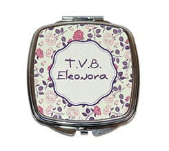 Specchietto quadrato da borsetta Rose colorate