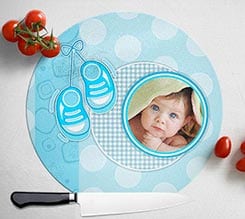 Tagliere rotondo in vetro Blue baby