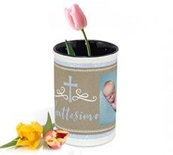 Portafiori in ceramica Croce azzurra