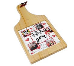 Tagliere in legno I love you collage