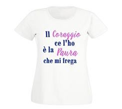 T-shirt donna in cotone Coraggio e paura