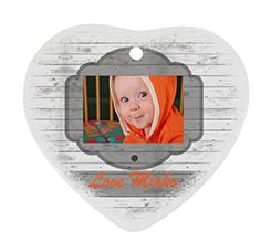 Decorazioni natalizie ceramica cuore Vintage wood