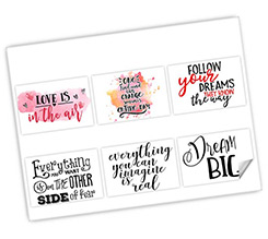 Adesivi Rettangolari Frasi - 6 Pezzi Diversi