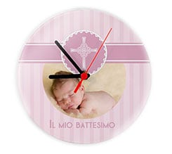 Orologio tondo in vetro Baptism her