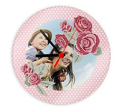 Orologio tondo in vetro Rose con pois