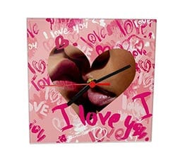 Orologio Quadrato in Vetro Pink love