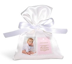 Sacchetto Portaconfetti Battesimo bimba pois