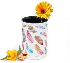 Portafiori in ceramica Piume colorate