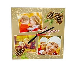 Orologio Quadrato in Vetro Pigne natalizie