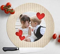 Tagliere rotondo in vetro Love cartonato