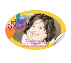 Sticker personalizzato ovale Happy birthday