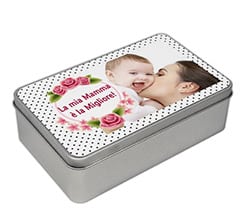 Scatola Latta Rettangolare Cornice di rose