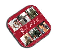 Sottobicchiere masonite quadrato Red Christmas