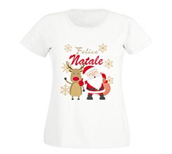 T-shirt donna in cotone Babbo e renna