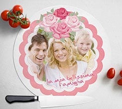 Tagliere rotondo in vetro Cornice fiorata