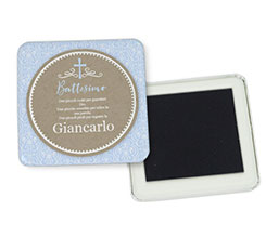 Magnete quadrato frigo Battesimo azzurro