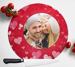 Tagliere rotondo in vetro Full hearts