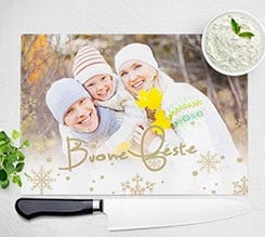 Tagliere in vetro White Christmas