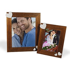 Cornice Foto Legno Cuori Bianchi