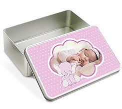 Scatola latta rettangolare Elefantino rosa