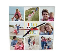 Orologio in vetro quadrato Collage colorato