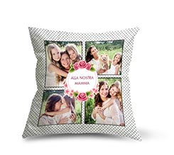 Cuscino in Tessuto Scamosciato Collage floreale