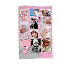 Coperta Collage 150x100 Orsacchiotto Rosa