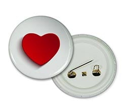 Spilla Rotonda Cuore Rosso Bianco