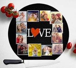 Tagliere rotondo in vetro Lovely collage