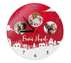 Orologio tondo in vetro Fiocco Natale