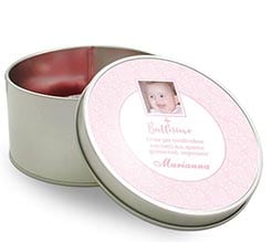 Scatola di latta tonda Elegant baptism