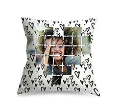 Cuscino in Tessuto Scamosciato Love black and white