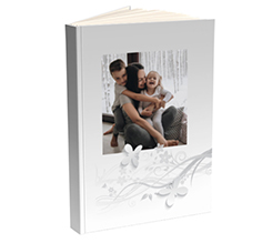 agenda giornaliera con foto e grafica fiori bianchi