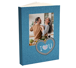 Agenda giornaliera con foto a grafica effetto jeans