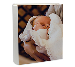 Album foto personalizzato 24x30 con retro in pelle per battesimo